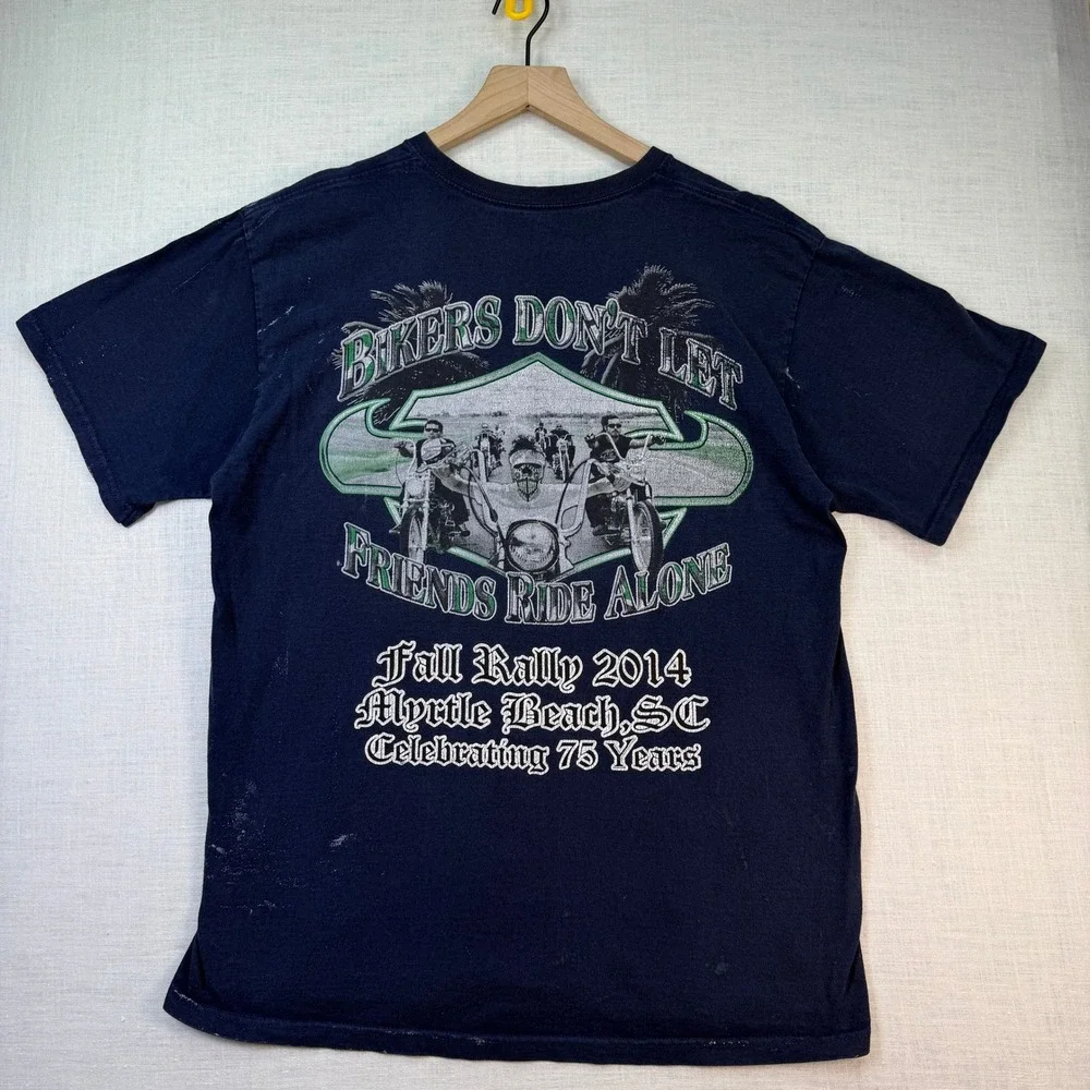 Myrtle‎ Beach 2014 Biker T-Shirt SC Motorcycle Rally FOTL Large Men's Navy Blue